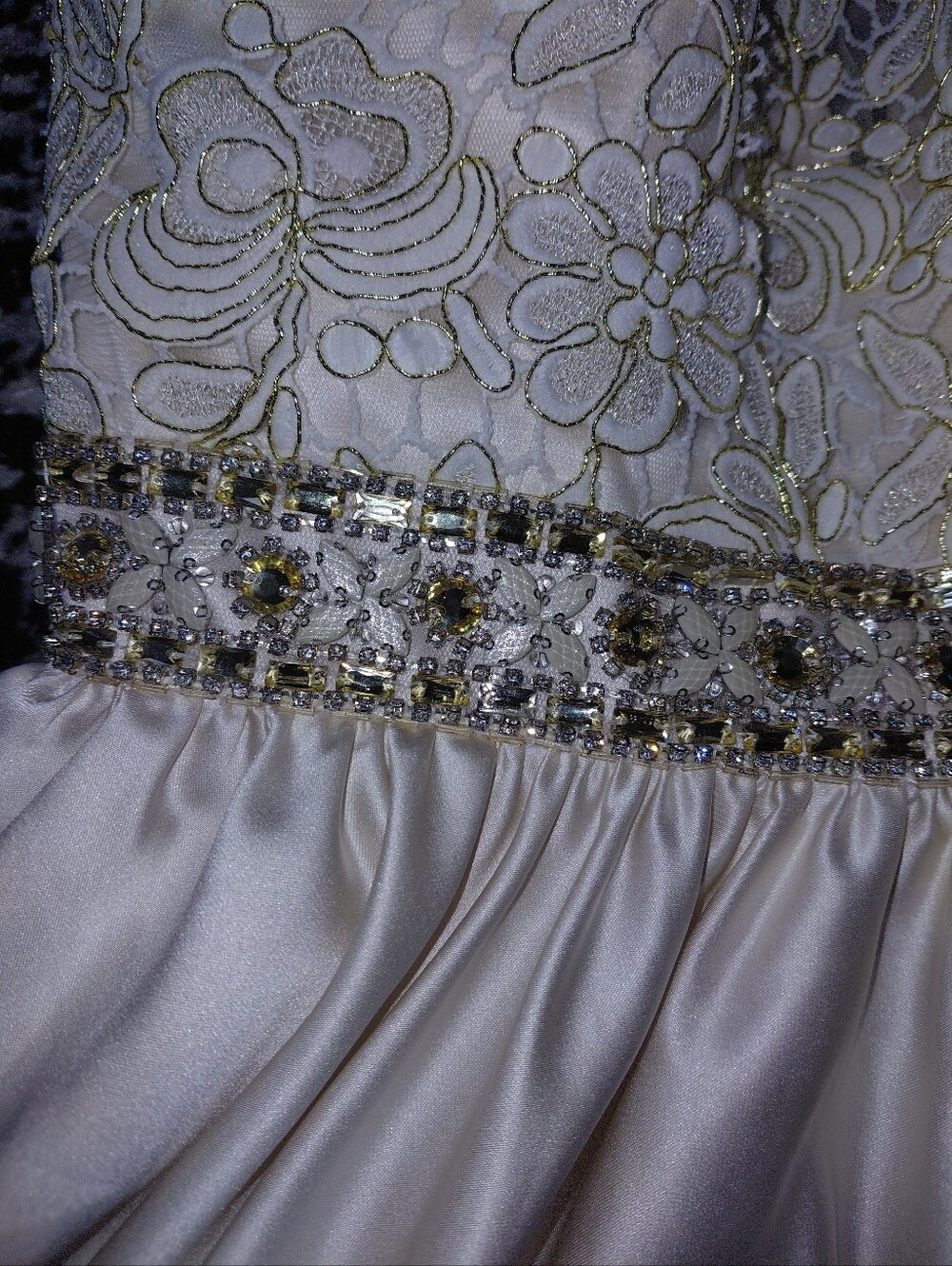 JVN by Jovani JVN42090 Dress Size 6 Light Gold Lace Rhinestone Homecoming CC - Picture 7 of 16